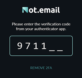 not.email's two-factor authentication